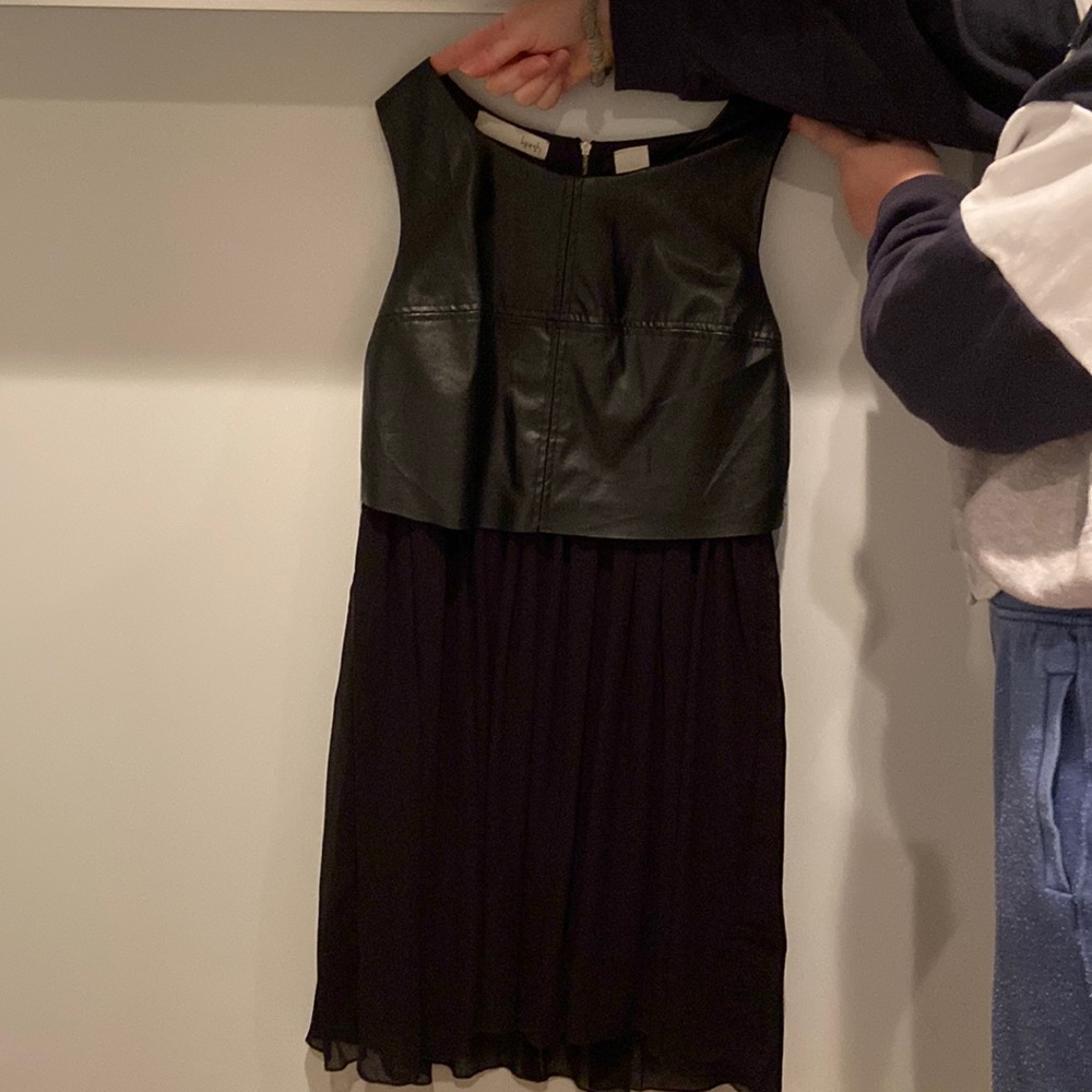 Black mini dress w/ leather top